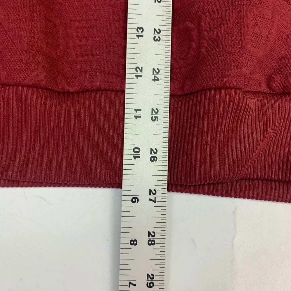 Adidas Men Burgundy All Over Text Logo Embossed‎ Hoodie Pullover Size L